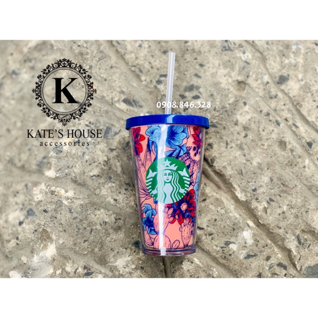 Ly Starbucks 2019 Cold Cup Desert Floral Cactus Blue