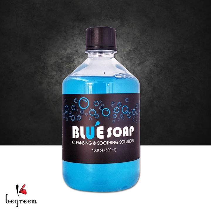 Combo bình xịt tạo bọt và xà phòng rửa hình xăm Blue Soap chai to