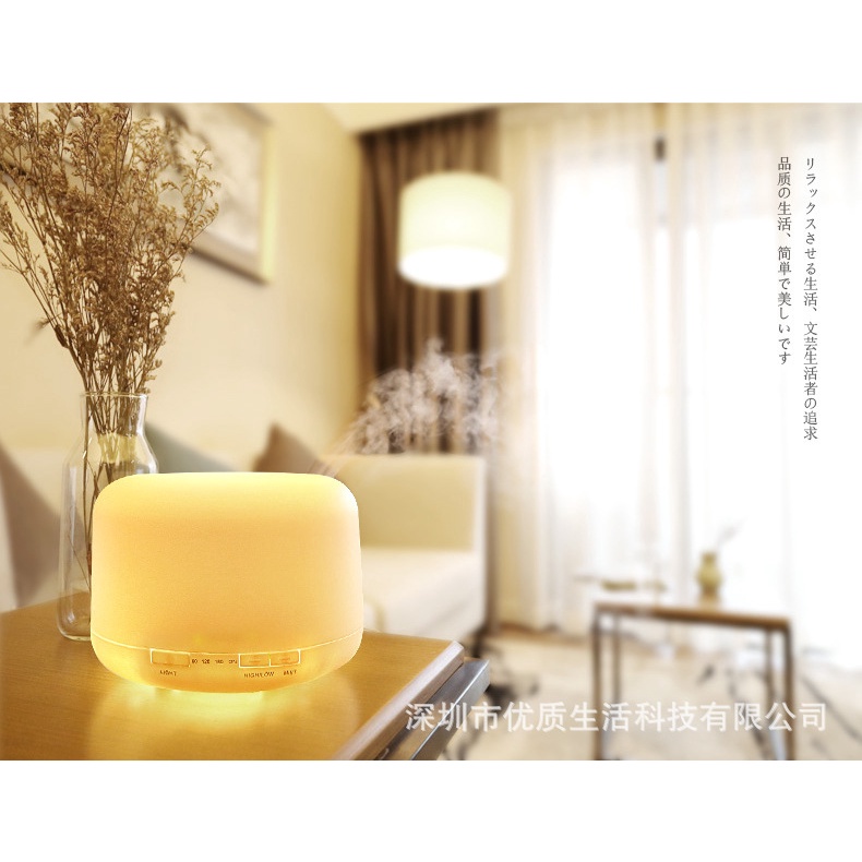 Máy phun sương, khuếch tán tinh dầu Trụ Trong, dung tích 550ML, có điều khiển, đèn led 7 màu, BH 12 tháng