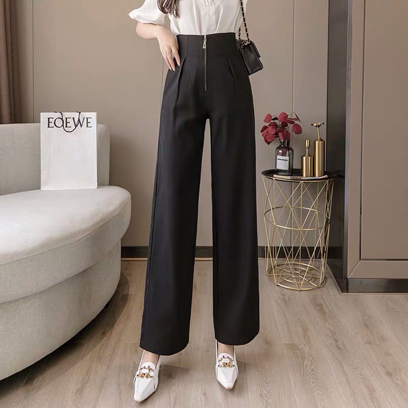 [ Mã FAMAYWA2 giảm 10K đơn 50K] 💃 Quần Culottes Nữ Khóa Giữa Quần Tuyết Mưa Cạp Cao Dáng Dài Ống Rộng