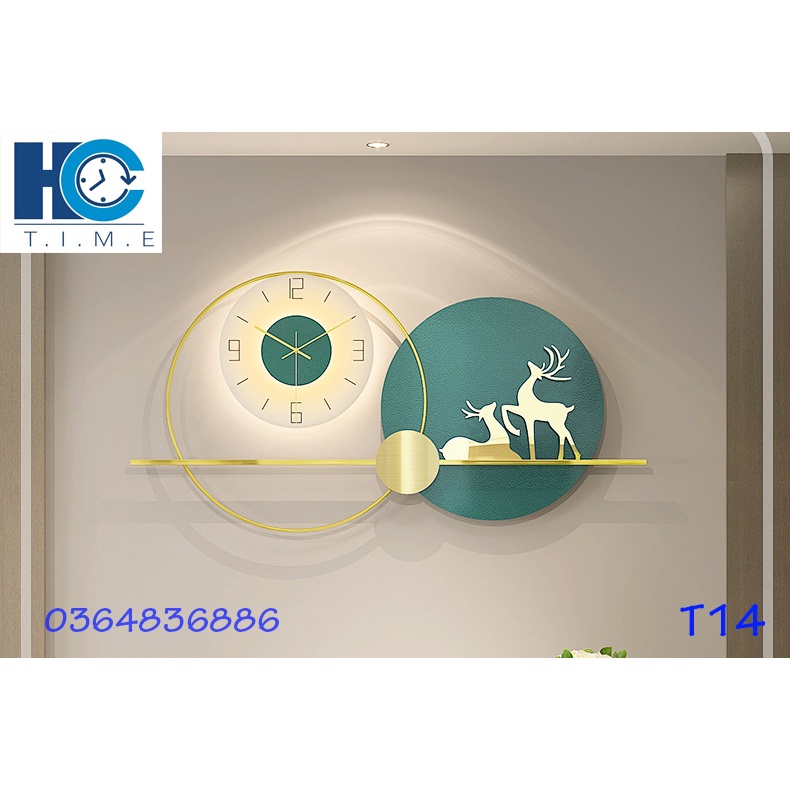Đồng hồ treo tường trang trí decor T14 kích thước 80 x 40 cm
