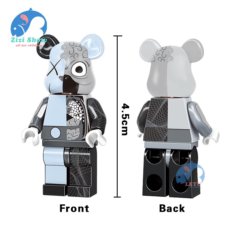 Bộ 16 Mô Hình Đồ Chơi Mini Bearbrick Khối xây dựng nhân vật nhỏ
