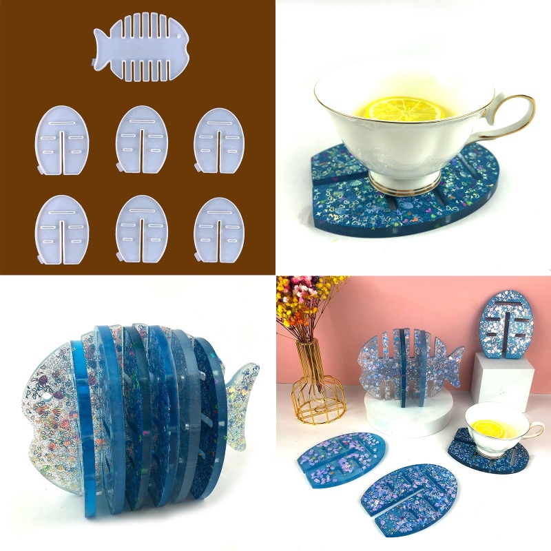 Sa Khuôn Silicone Làm Đế Lót Ly Hình Cá Nhỏ Sáng Tạo DIY