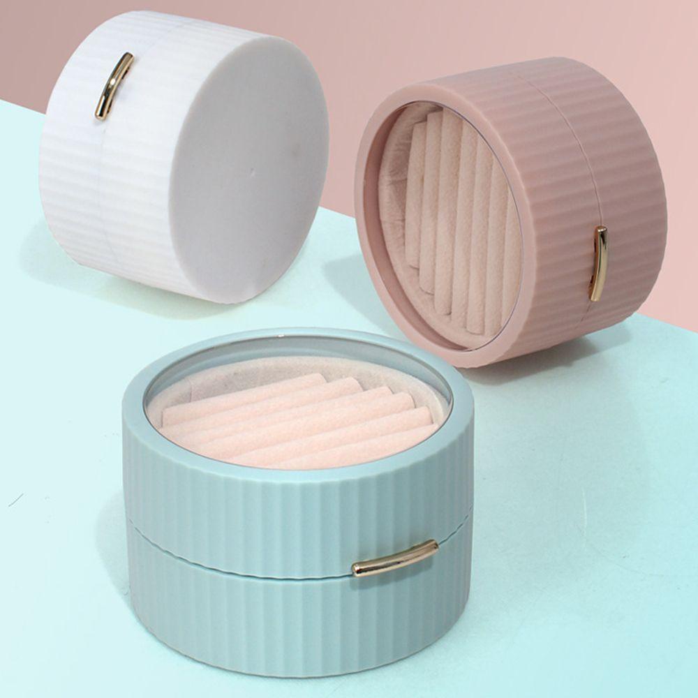 Hộp Đựng Trang Sức Mini Hình Tròn Màu Sắc Trơn Đơn Giản Cho Nữ