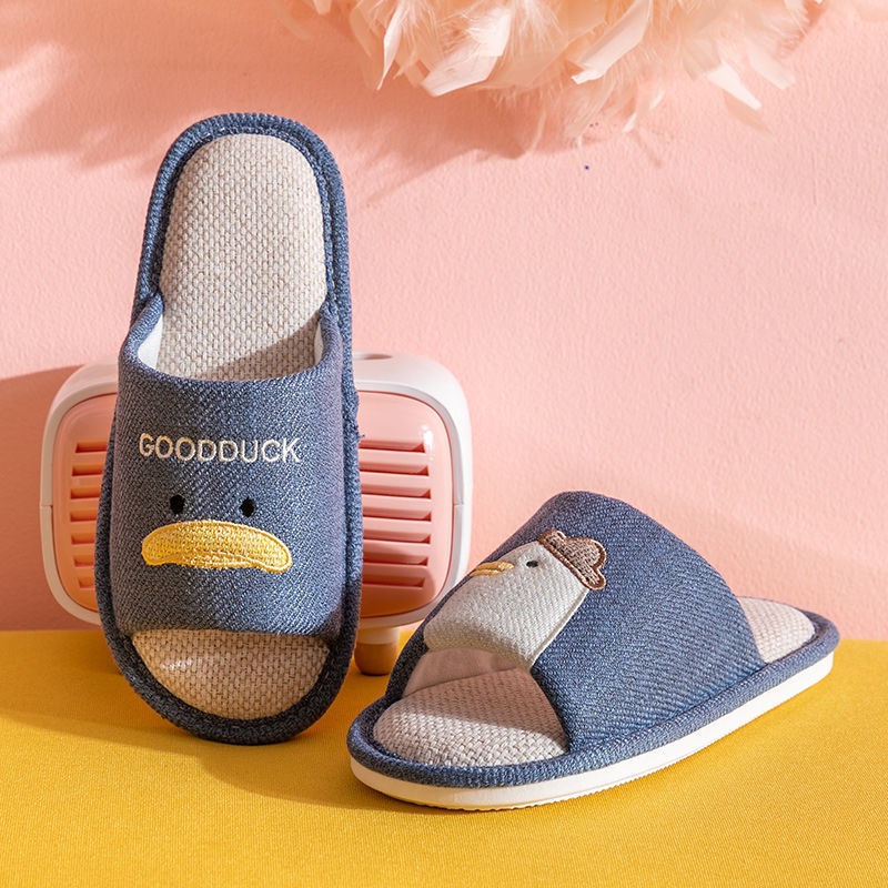 Dép đi trong nhà chất liệu cotton lanh chống trượt thời trang xuân hè cho cặp đôi