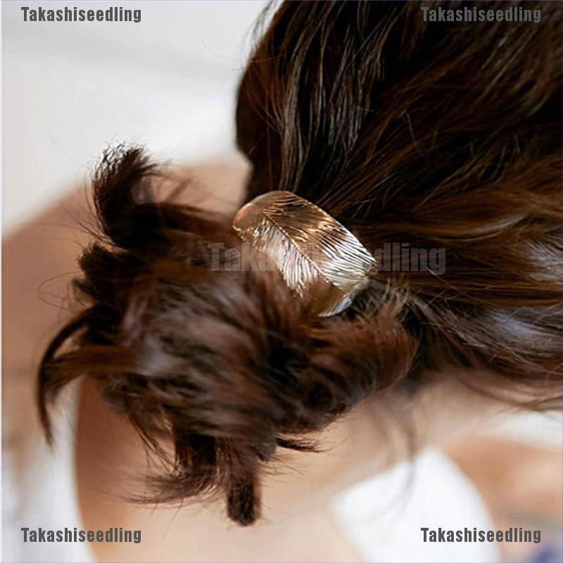 Dây buộc tóc gắn hình chiếc lá bằng kim loại thiết kế độc đáo cho nữ