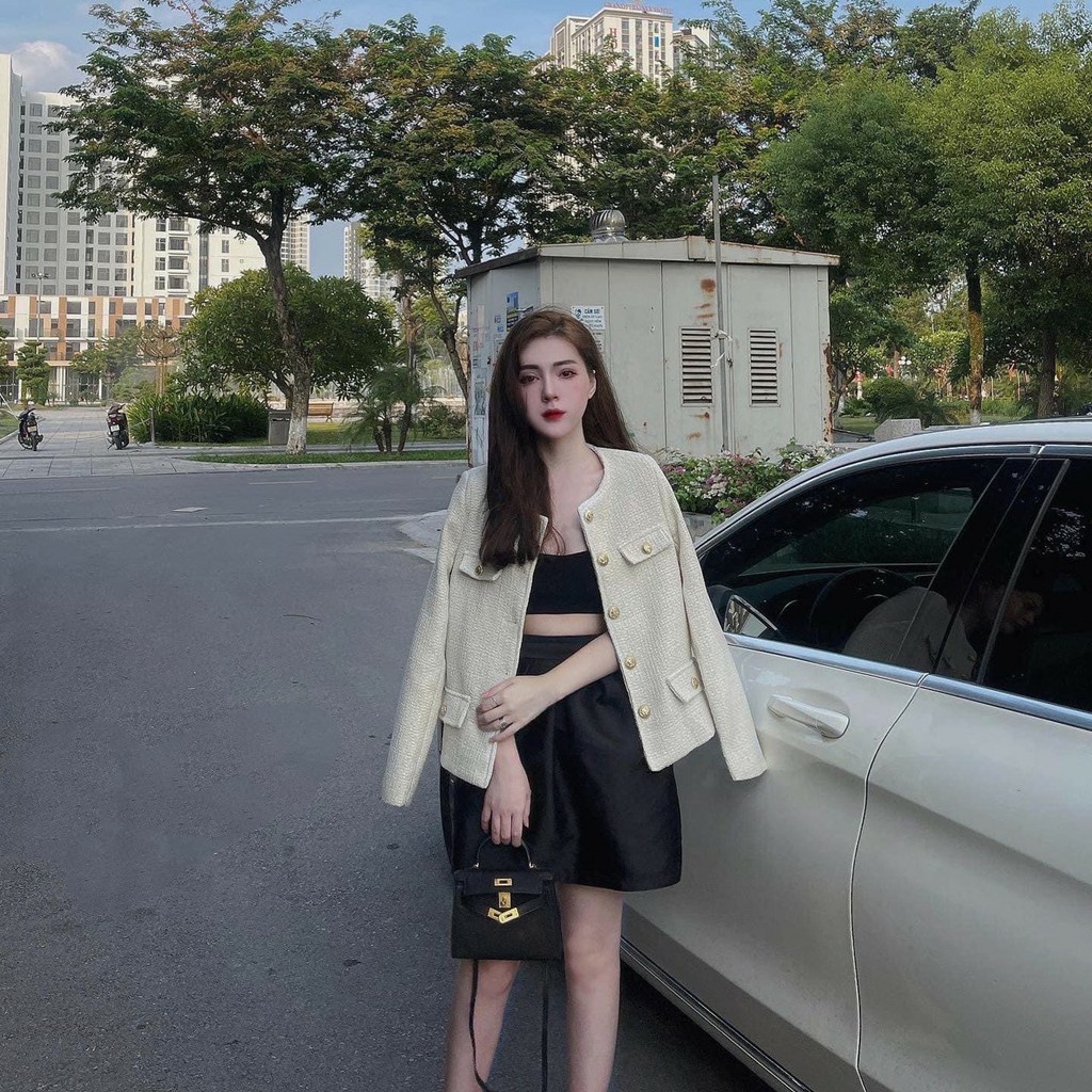 Áo khoác dạ nữ TWEED cổ tròn thiết kế 2 lớp dài tay thanh lịch trẻ trung, Áo khoác mùa đông nữ Hàn Quốc rẻ đẹp | BigBuy360 - bigbuy360.vn