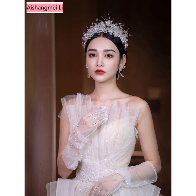 Vương Miện Nhiều Tầng Trong Suốt Lấp Lánh Sang Trọng Dùng Trang Điểm Cô Dâu / Trang Điểm Tóc Cho Nữ 18 Tuổi