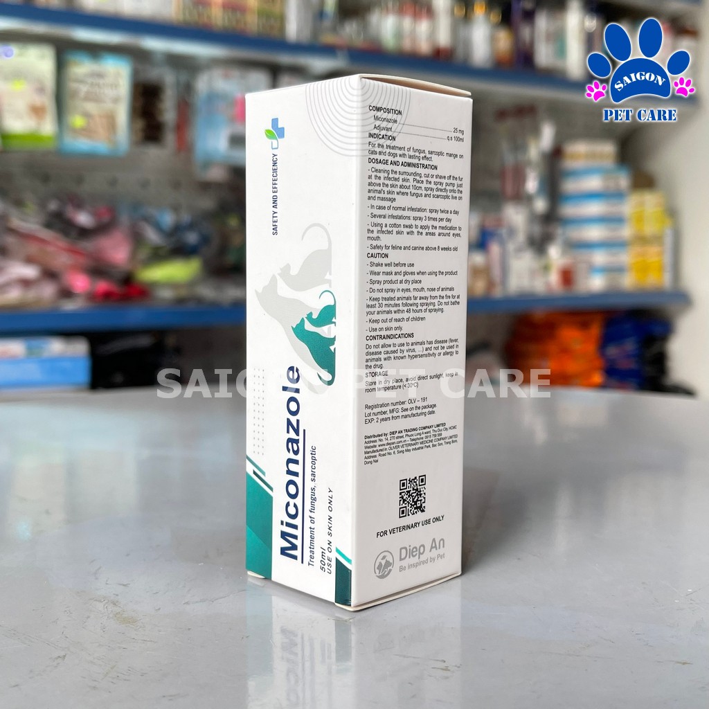 Thuốc xịt trị nấm, viêm da Miconazole cho chó mèo 50ml