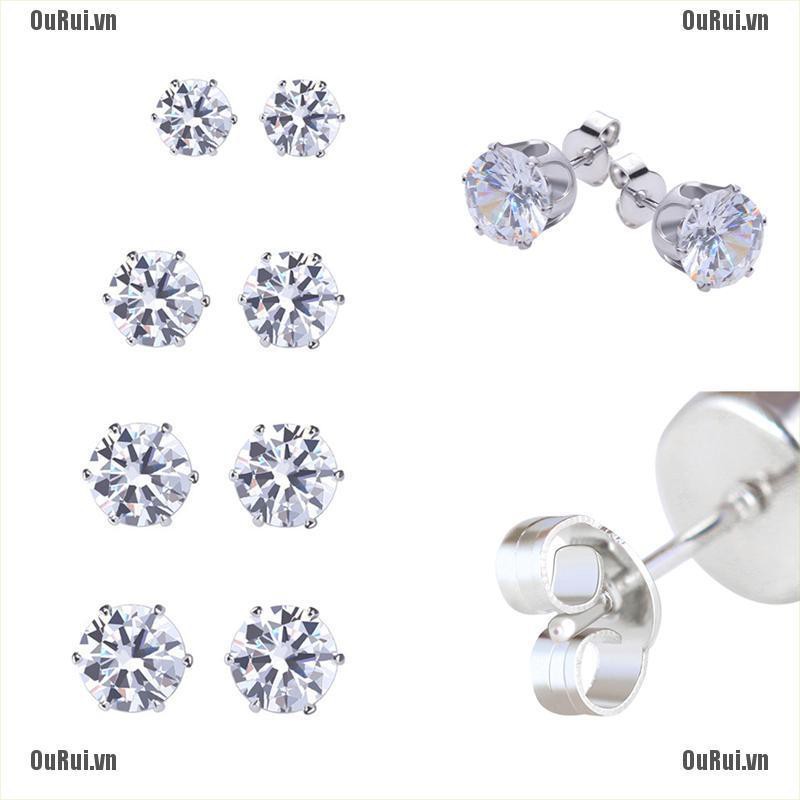 Bộ 8 cặp khuyên tai bằng thép không gỉ chất lượng cao