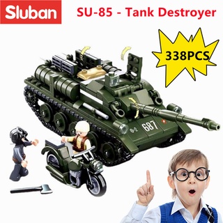 Bộ Đồ Chơi Lắp Ghép  338 Mảnh Ghép Xe Tăng Sluban 0687 WW2 SU85