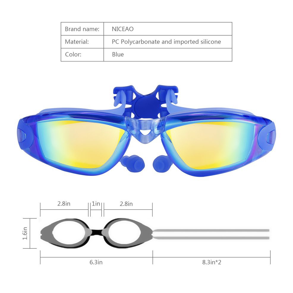 Kính Bơi Silicon Mềm Chống Sương Mù, Chống Thấm Nước Niceao