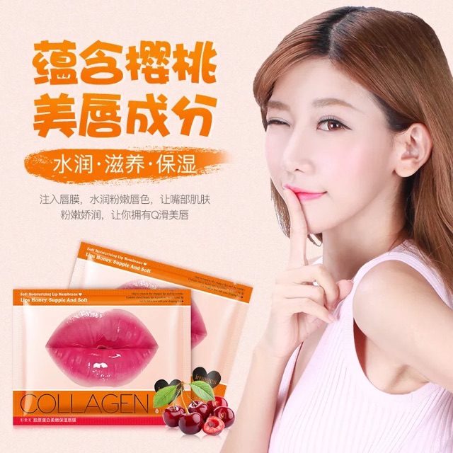 Mặt Nạ Môi Collagen Images Chiết Xuất Cherry, Mật Ong, Đào, Sữa Tươi Dưỡng Ẩm, Chống Nứt Nẻ, Môi Khô Lip Mask Chính Hãng