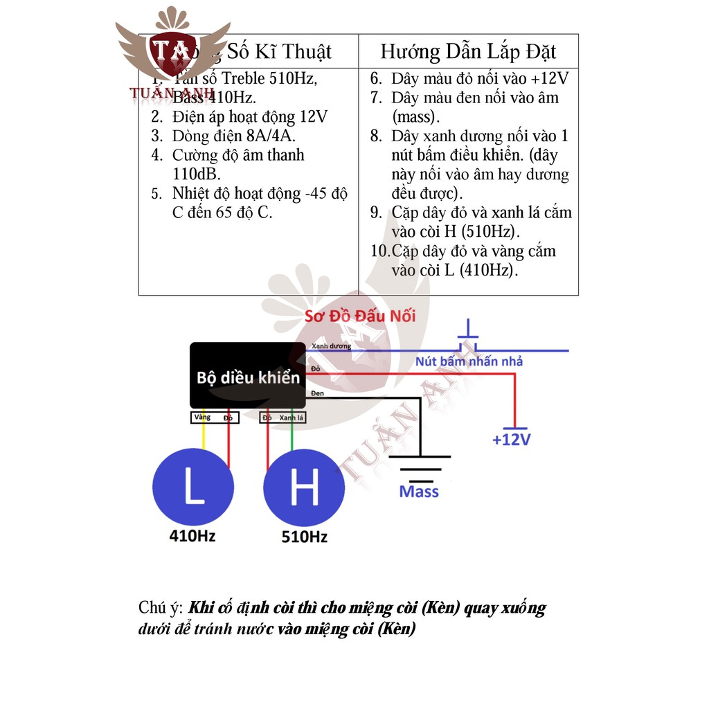 [DEAL HOT]Còi ngân xe máy, oto 6 giai điệu