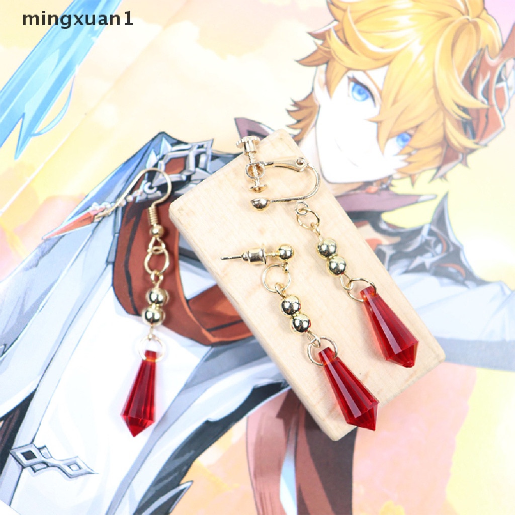 Mingxuan1 1Pair Genshin Impact Tartaglia Earring Anime Jewelry Cosplay Childe Earring Gift VN