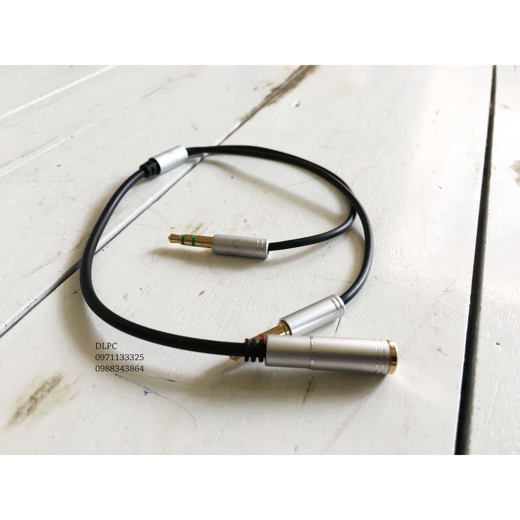 Cáp chia từ tai nghe điện thoại sang 2 đầu mic và audio riêng (1 cái-2 đực)