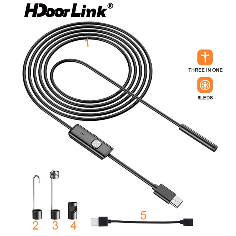 Camera nội soi HdoorLink 7mm chống thấm nước IP67 với 6 bóng LED có thể điều chỉnh cổng Micro USB