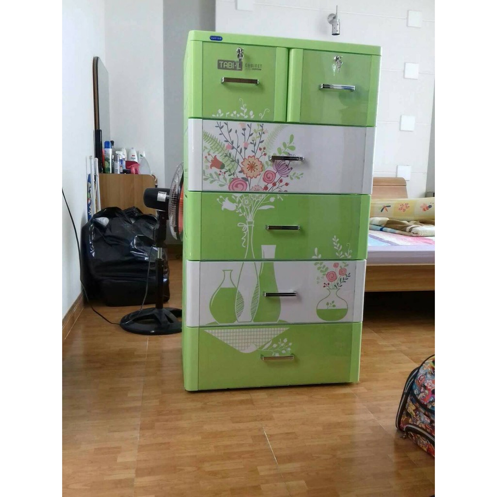Tủ nhựa Duy Tân Tabi L 5 tầng 6 ngăn Màu  xanh lá  bình hoa- GIAO NHANH HỎA TỐC 2H HỒ CHÍ MINh LIÊN HỆ 0901.448.750