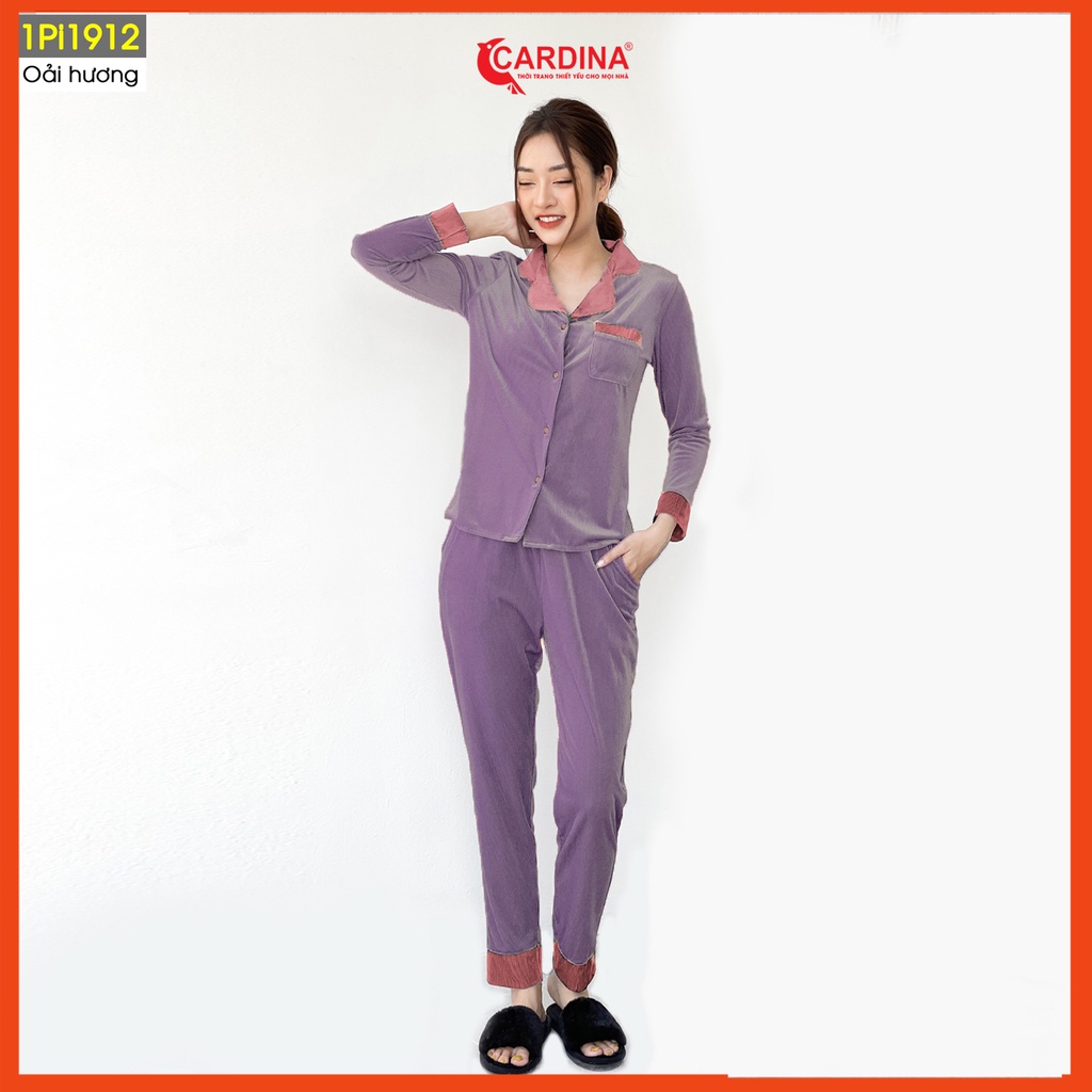 Đồ bộ pijama nữ CARDINA chất nhung tăm cao cấp kiểu dáng thanh lịch sang trọng 1Pi19.