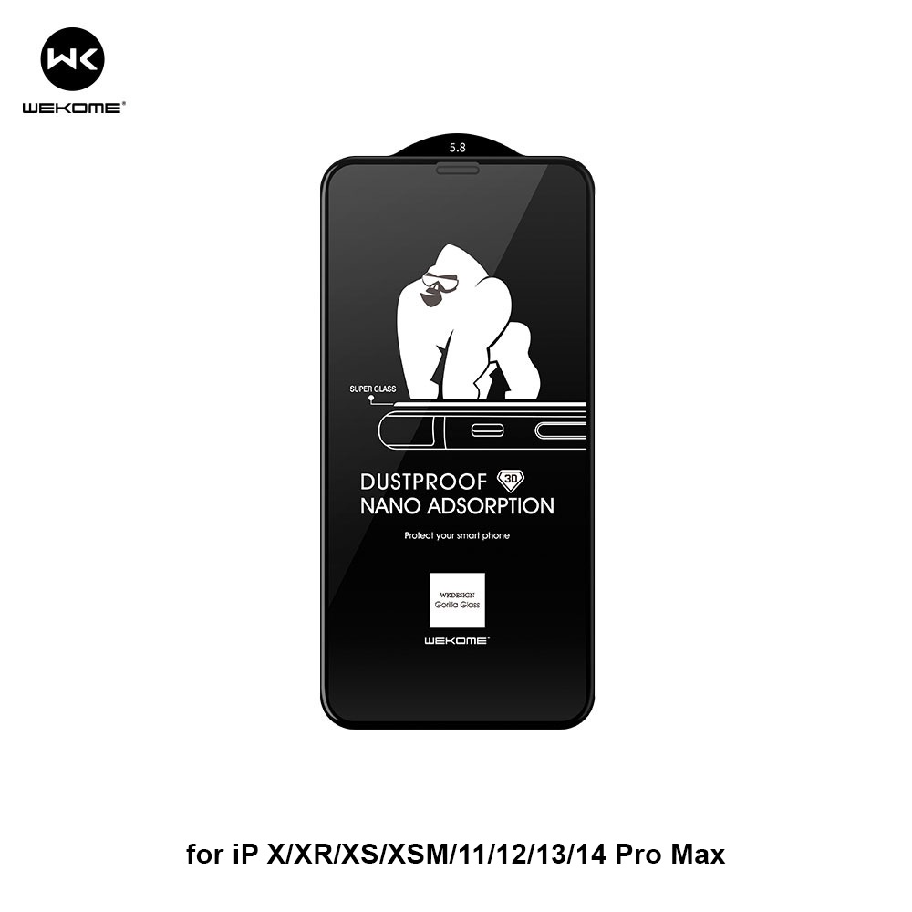 Kính Cường Lực Nano Chống Bụi Kháng Khuẩn WK 3D KINGKONG cho iP X XR XS 11 12 13 14 Plus Pro Max - Minh An Saigon