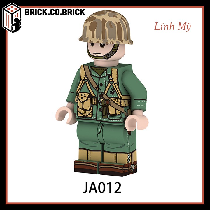 Lính Mỹ Mô Hình Đồ Chơi Lắp Ráp Non LEGO Lính Thế Chiến Minifigure American Soldier World War JA009-JA014