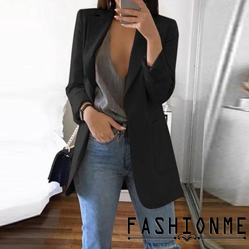 Áo khoác vest màu trơn thiết kế đơn giản thanh lịch cho nữ | BigBuy360 - bigbuy360.vn