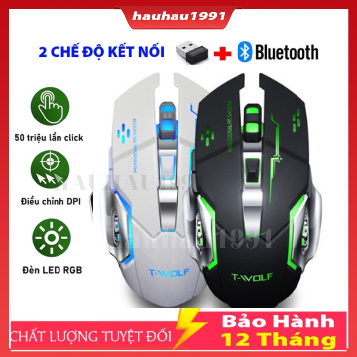 Chuột Gaming  Không Dây Bluetooth Chơi Game Cực Đã Dùng Pin Sạc, Click Không Gây Tiếng Ồn,Bảo Hành 1 Năm