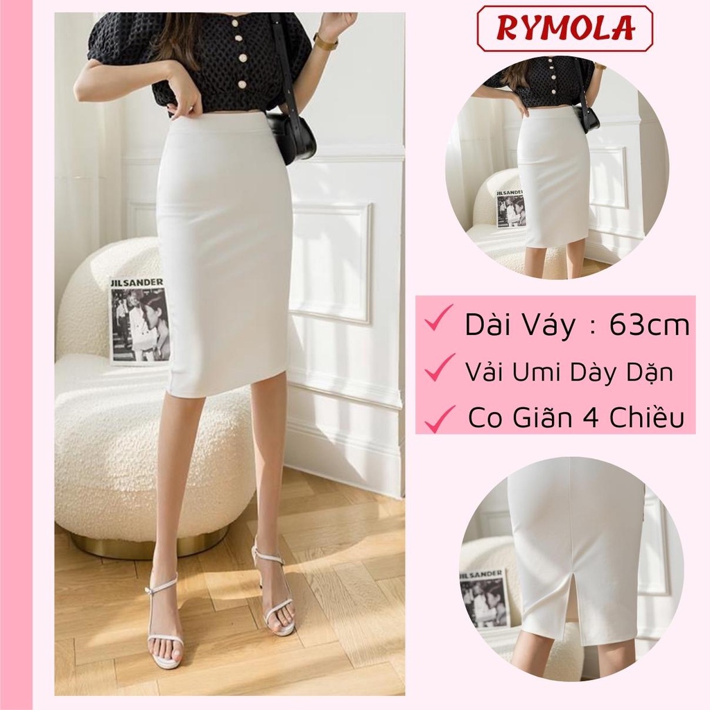 Chân Váy Bút Chì Dài Qua Gối Màu Trắng MOLA, Váy Công Sở Đẹp, Váy Nữ Dài Ôm Đen Cao Cấp