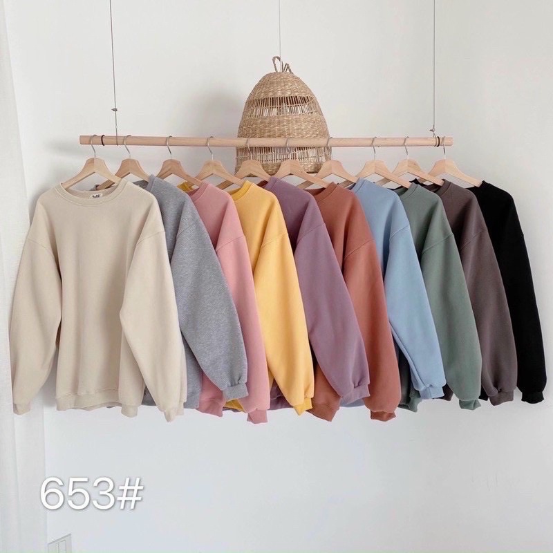 Áo sweater nỉ bông trơn-hang qchau loại 1
