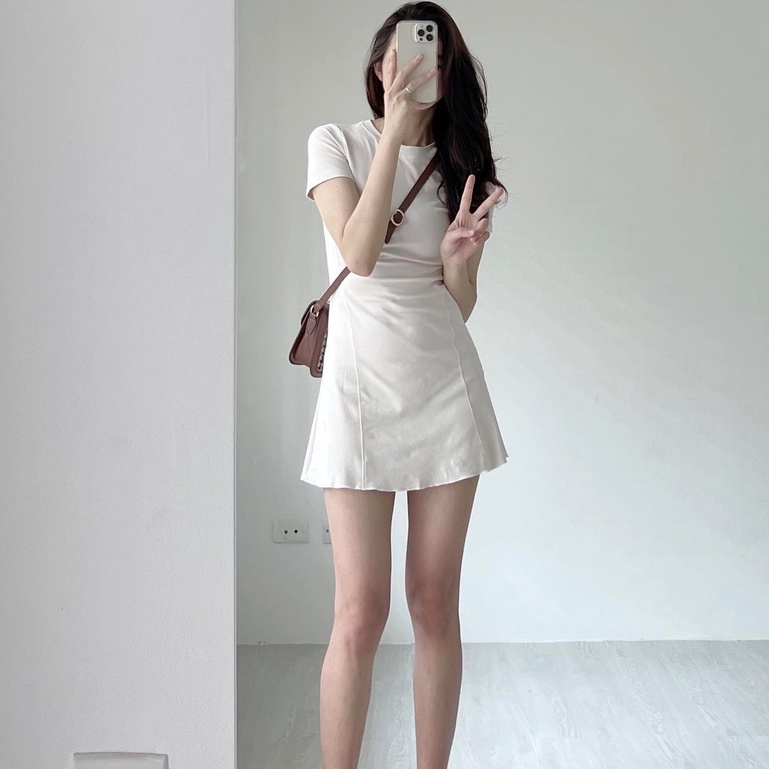 Váy Body Đầm Thun Ôm Body Ôm Eo Dáng Xòe Tay Ngắn Đi Dự Tiệc Sang Chảnh | BigBuy360 - bigbuy360.vn