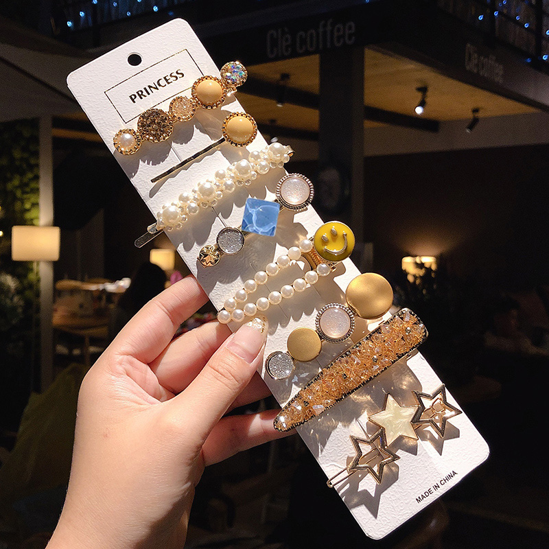 Kẹp tóc đính đá/ngọc trai giả phong cách Hàn Quốc xinh xắn dành cho nữ