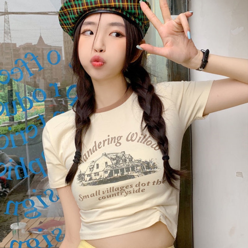 Áo Thun Tay Ngắn In Họa Tiết Dễ Thương Phong Cách Hàn Quốc Thời Trang Mùa Hè Cho Nữ