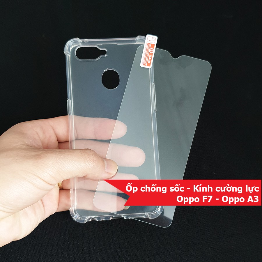 Ốp lưng silicon chống sốc kính cường lực Oppo F7 A3