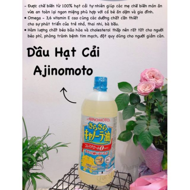 [AJINOMOTO] Dầu hạt cải nội địa Nhật dùng chiên xào cho bé ăn dặm, chai 1 lít