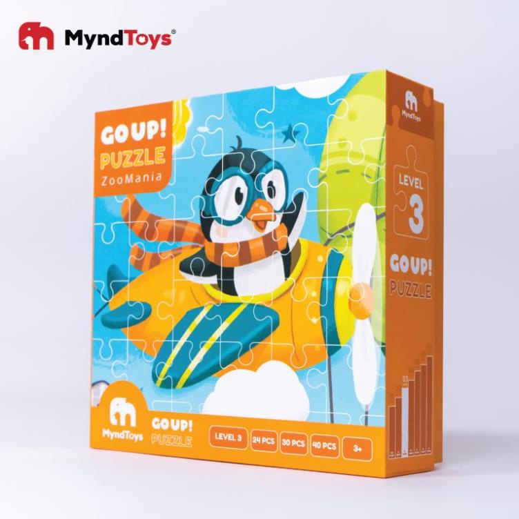 Đồ chơi giáo dục, bộ xếp Hình Myndtoys Go Up! Puzzle Level 3 - ZooMania (Vườn Thú Sinh Động) Cho Bé 3 Tuổi rưỡi