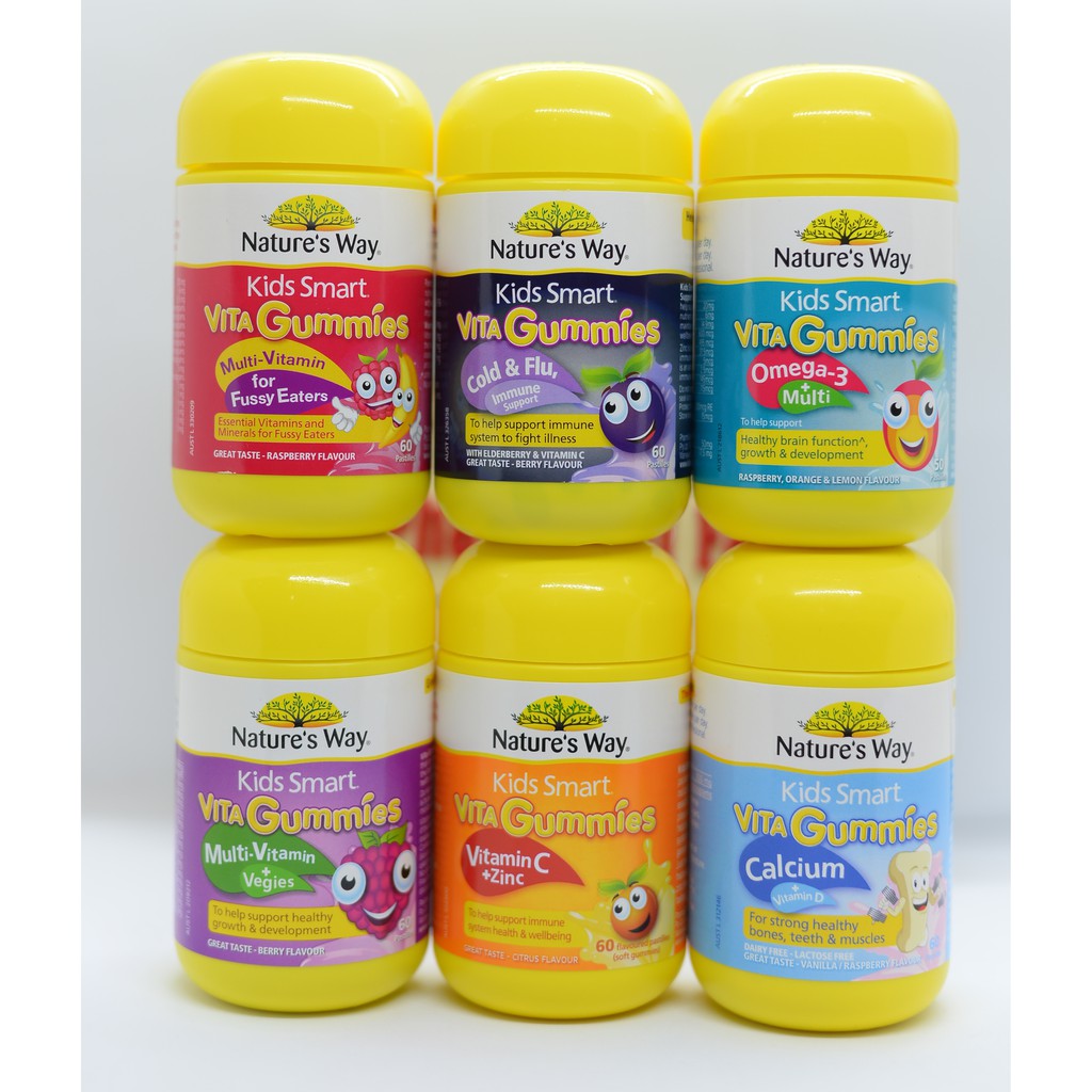 Vita Gummies Nature's Way [Úc] Kẹo gôm bổ sung vitamin cho bé - 60 viên gum - 7 vị