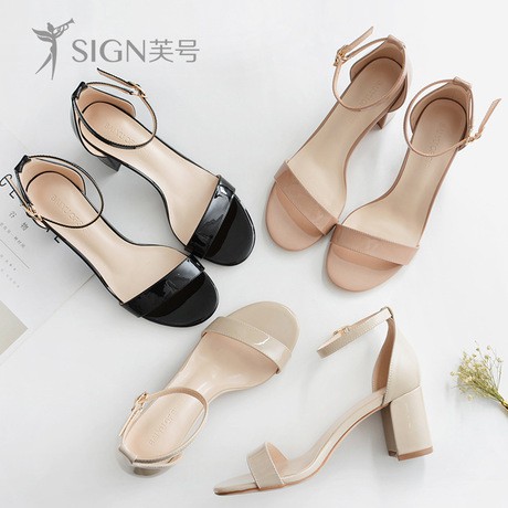 Dép nữ cao gót gót vuông 6cm quai hậu cài chất xịn. Giày sandal cao gót, Giày cao gót.