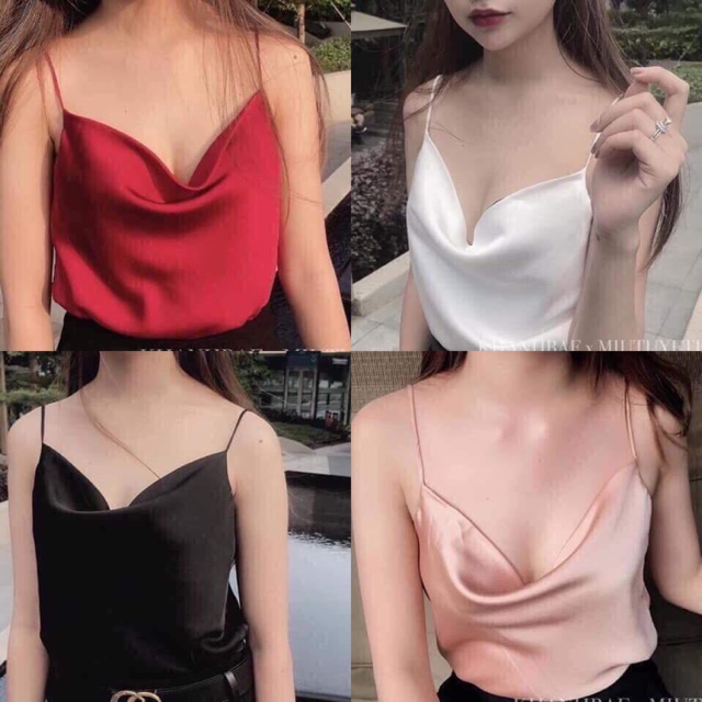 [ Mã WASTAPR giảm 10K đơn 50K] Áo 2 dây CỔ ĐỖ xuất dư - MIN Boutiques - Ảnh thật - Chất phi bóng bao đẹp