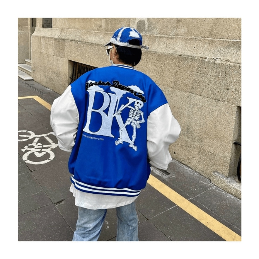 ÁO KHOÁC BOMBER NAM NỮ HỌA TIẾT BK BỘ XƯƠNG PHONG CÁCH BAO NGẦU BAO CHẤT