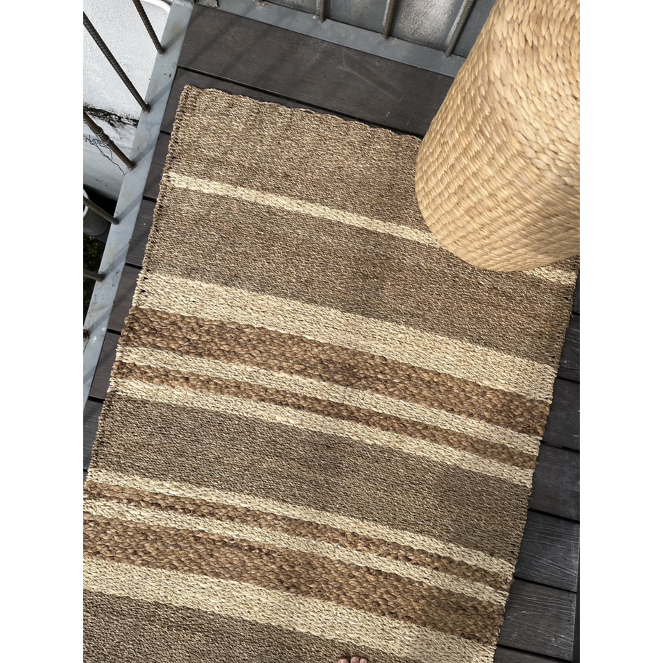 Thảm cói trải sàn phối buông sọc hàng đẹp