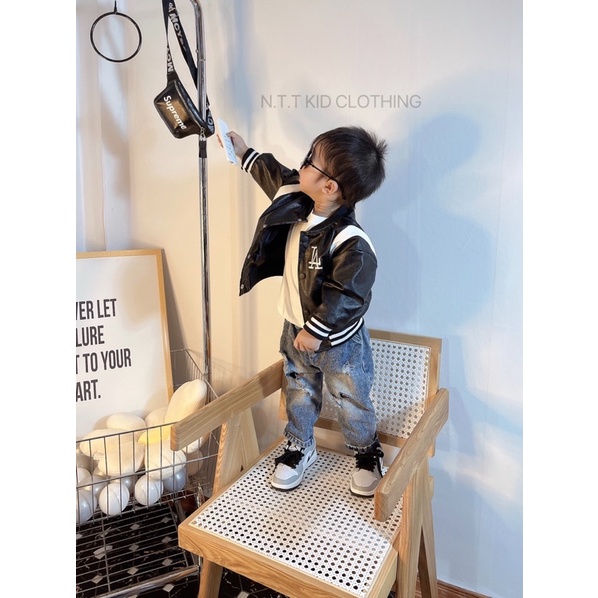 (jean baby)Áo khoác da mềm hai lớp cho bé trai(8-35kg)