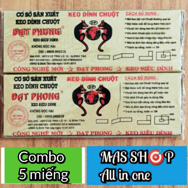 COMBO 5 MIẾNG KEO DÁN CHUỘT / KEO DÍNH CHUỘT SIÊU DÍNH BẪY CHUỘT ĐẠT PHONG