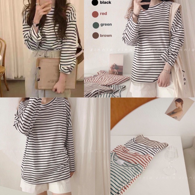 Áo pull kẻ phông kẻ ảnh thật