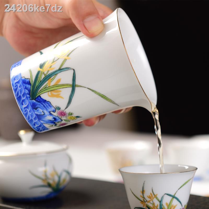 ◈24☜❁Gốm sứ Fairy Cup Hộ gia đình Trà Haigong Nhà phân phối Kung Fu Bộ Zero Matching Đính hoa Nam Chén lớn