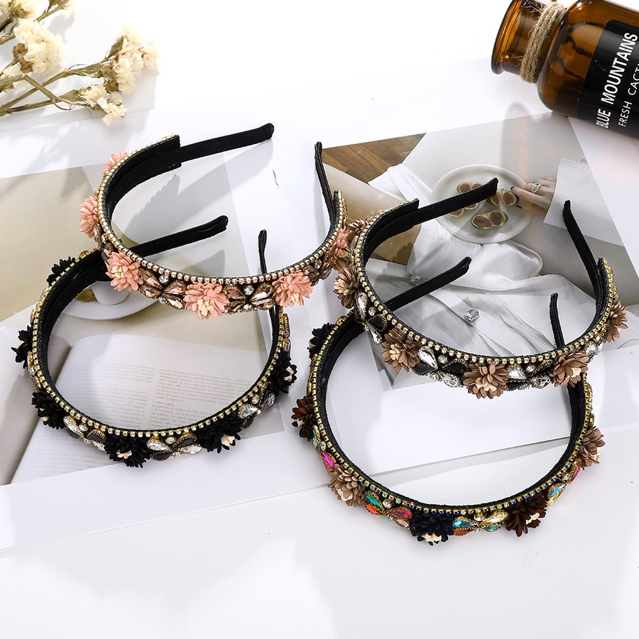 Băng Đô Cài Tóc Đính Đá Pha Lê Phong Cách Retro Hàn Quốc Cho Nữ