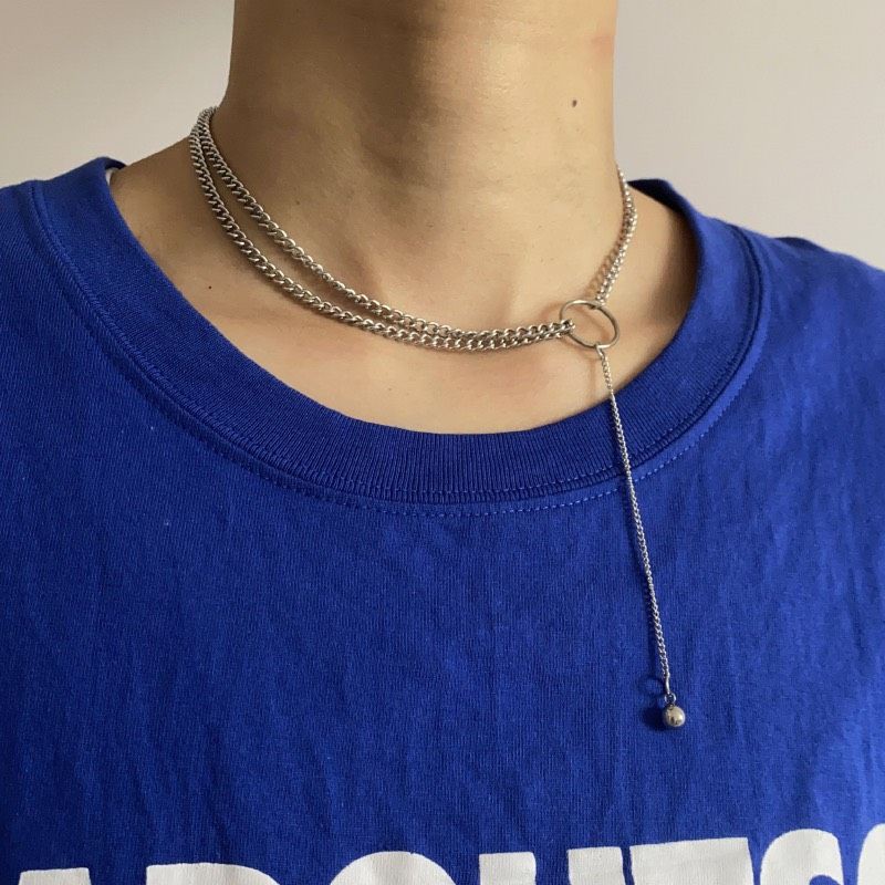 Vòng cổ kết hợp mắt xích Over rouned half THÉP KHÔNG GỈ CHẤT LƯỢNG