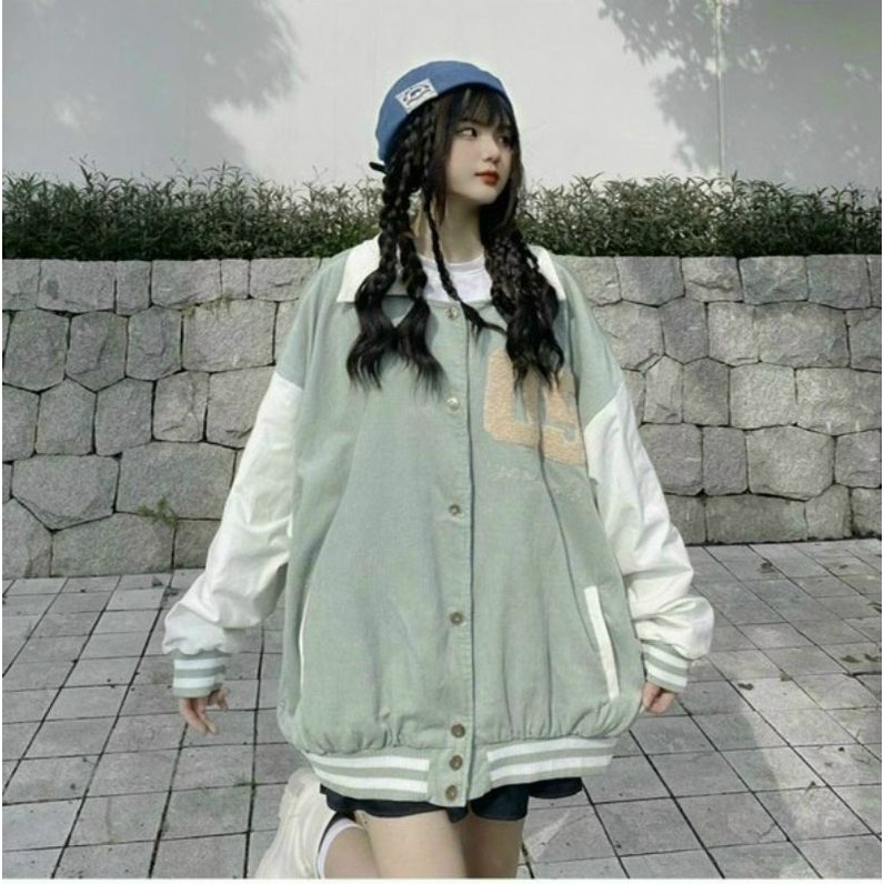 Khoác nhung tăm 2 lớp form rộng cổ polo