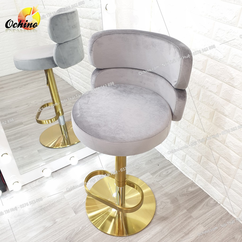 Ghế Trang Điểm Xoay, Ghế Quầy Bar Cao Cấp Inox Mạ Vàng 304 Ảnh Thật ( Hàng có Sẵn)