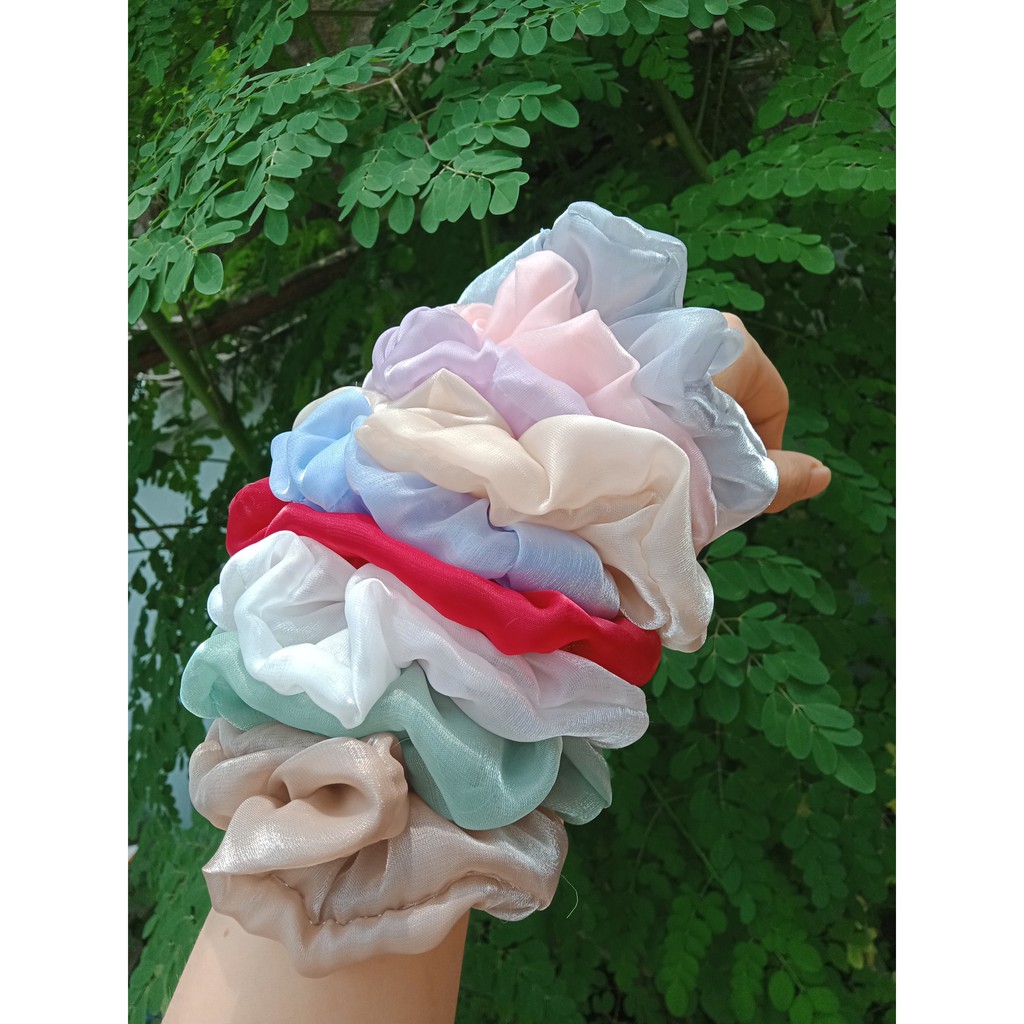 Cột tóc Vải Scrunchies - dây buộc tóc vải các màu vintage ảnh thật ( bảng 1)