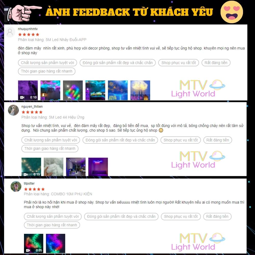 Đèn decor phòng ngủ - Đèn đám mây FULL COMBO sấm chớp, cầu vồng, chạy đuổi theo nhạc - MTV Store
